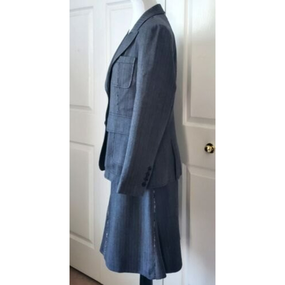 NWT HARVE BENARD  Women 2PC Gray Wool Skirt Suit  10P Skirt 12P Blazer Jacket - Picture 2 of 10